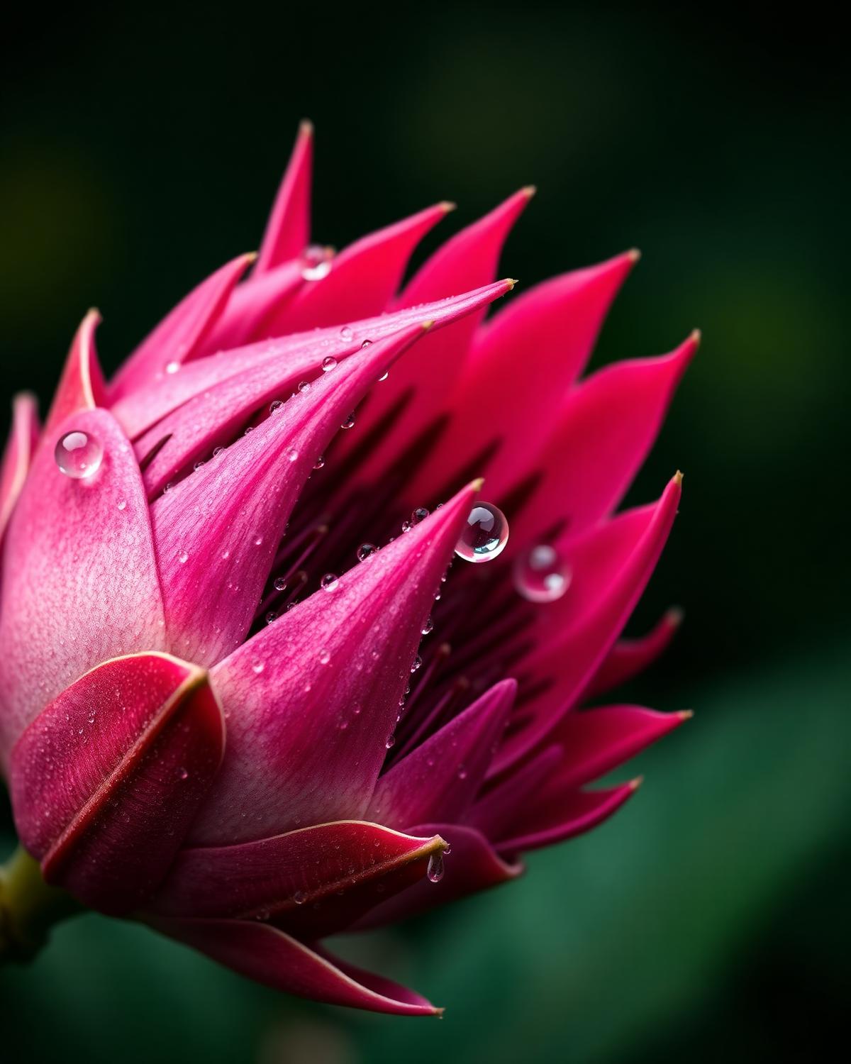 Pink protea bloom, macro study